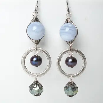 Reflections Blue Lace Agate Dangles by Anne Vaughan | Sterling Silver Earrings | Light Years