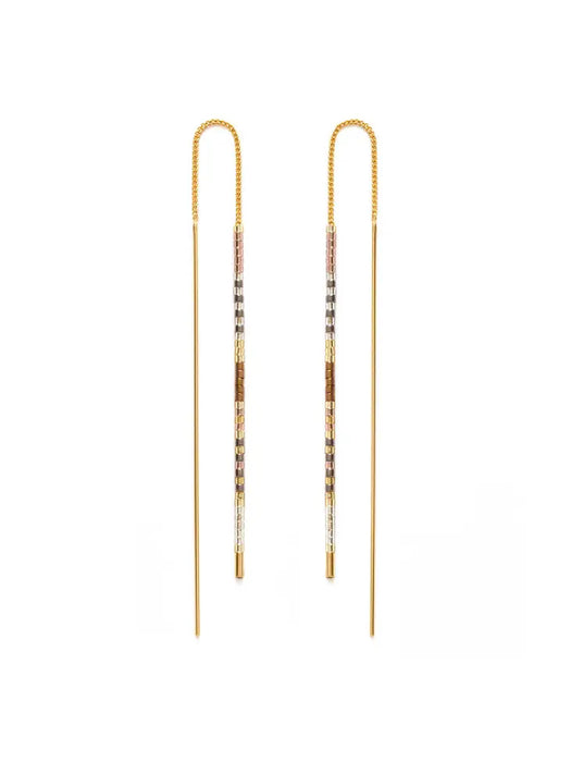 Miyuki Seed Bead Ear Threads by Amano Studio | Champagne | Gold Plate Earrings | Light Years