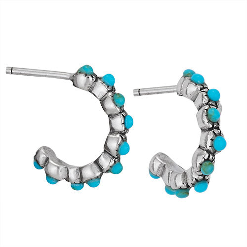 Turquoise Dotted Post Hoops