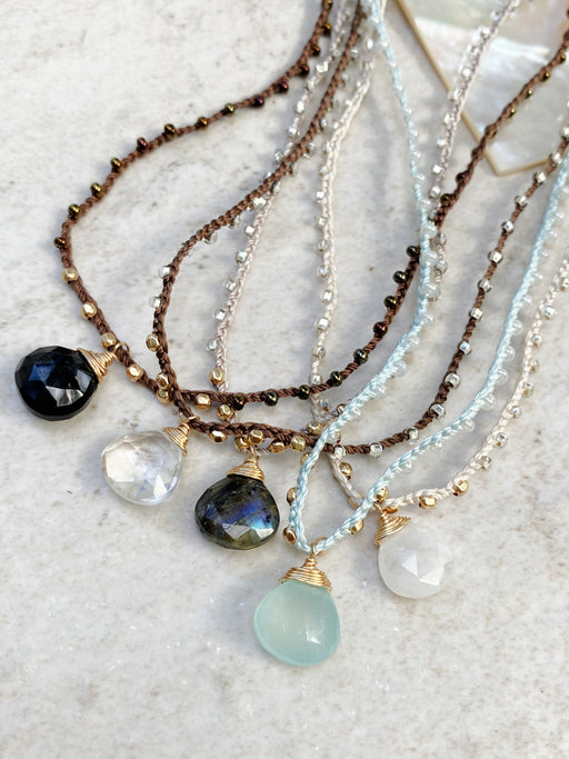 Beaded Briolette Gemstone Cord Necklace | Gold Filled | Light Years Jewelry