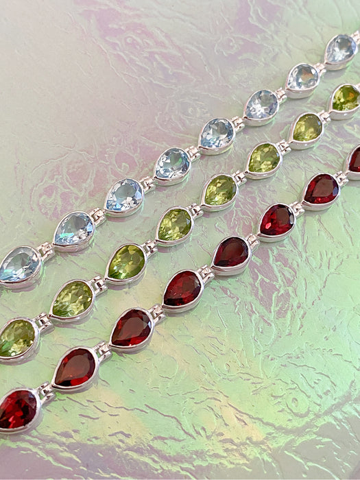 Faceted Teardrop Gemstone Bracelets | Sterling Silver | Light Years