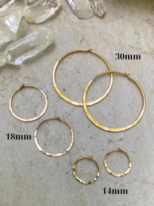 14kt Gold Filled Hammered Hoops | Handmade Earrings | Light Years Jewelry