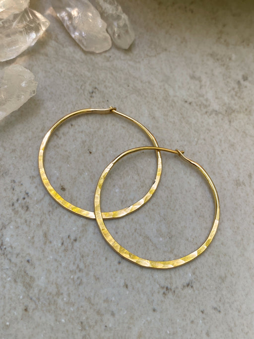 14kt Gold Filled Hammered Hoops | Handmade Earrings | Light Years Jewelry