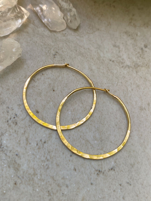 14kt Gold Filled Hammered Hoops | Handmade Earrings | Light Years Jewelry