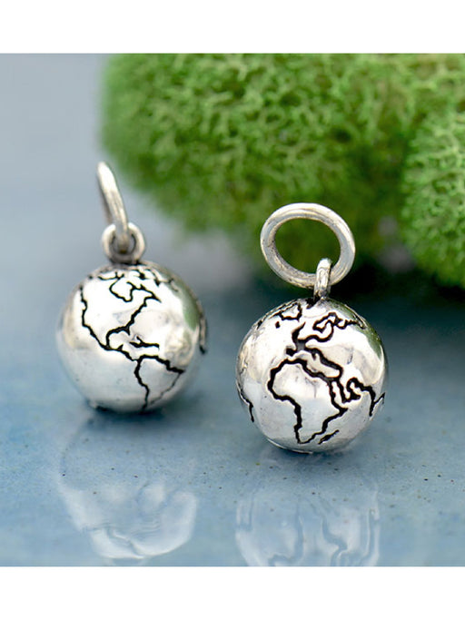 World Globe Necklace | Sterling Silver Pendant Chain | Light Years