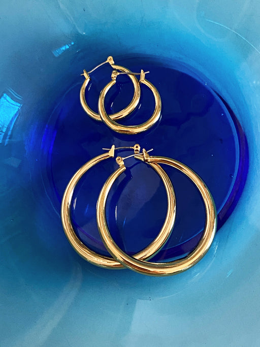 14k Gold Plated Maria Hoops by Amano Studio | Surgical Steel Pincatch | Light Years Jewelry