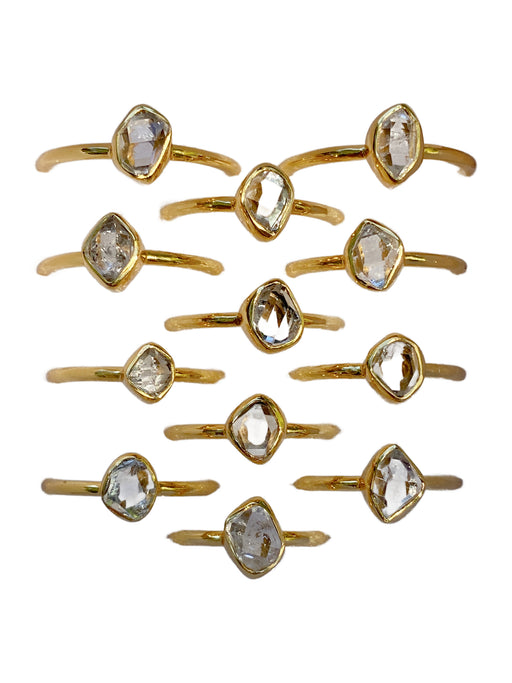 Natural Herkimer Diamond Ring | Gold Vermeil Size 4 5 6 7 8 9 10 | Light Years