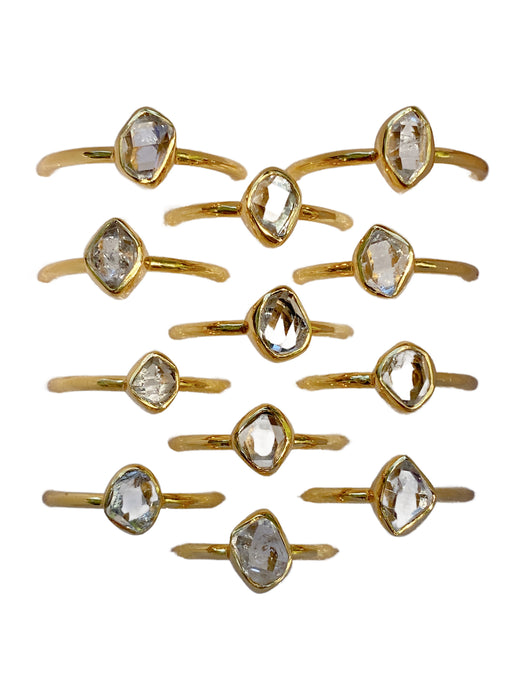 Natural Herkimer Diamond Ring | Gold Vermeil Size 4 5 6 7 8 9 10 | Light Years