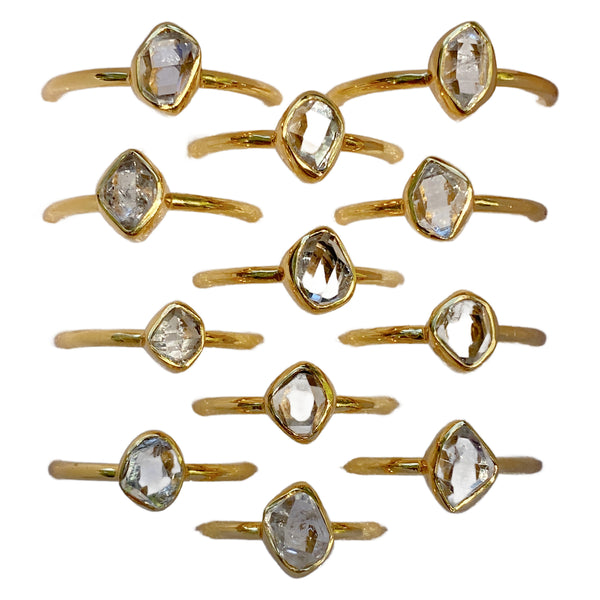 Natural Herkimer Diamond Ring | Gold Vermeil Size 4 5 6 7 8 9 10 | Light Years