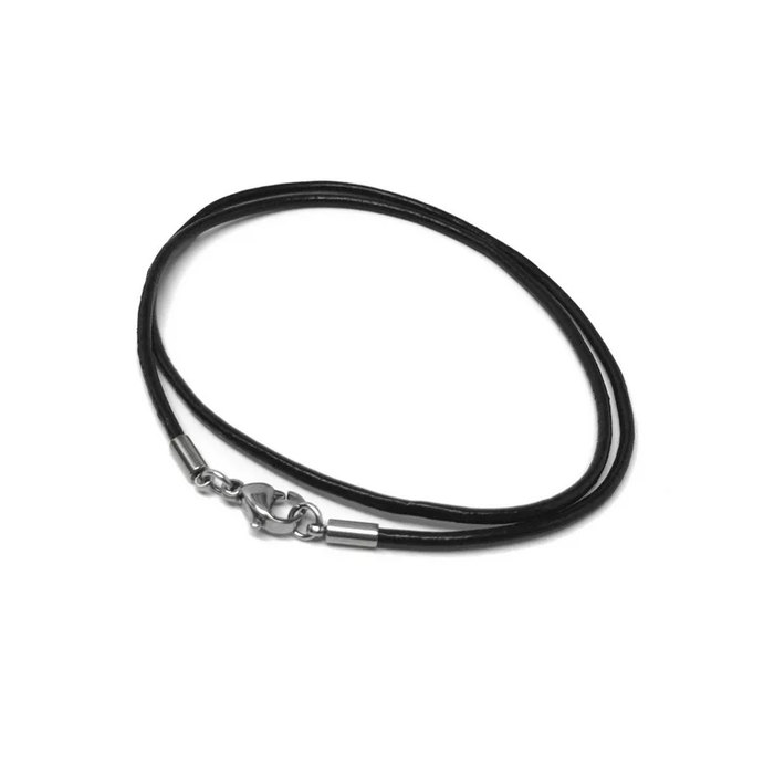 Black leather cord necklace online with silver clasp