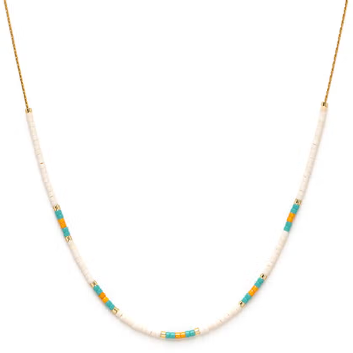 El Mar Asymmetrical Beaded Necklace | Gold Plated Chain Tassel | Light Years