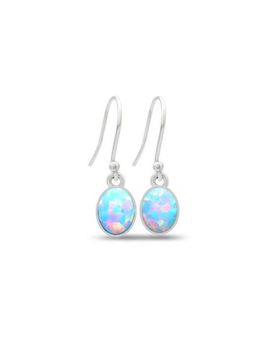 Balloon Opal Oval Dangles | Sterling Silver Earrings | Light Years Jewelry