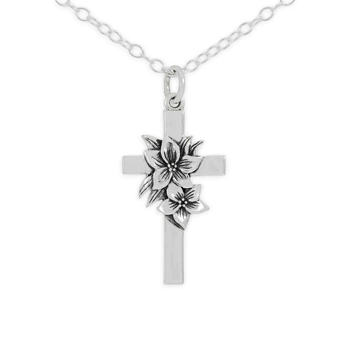 Lily & Cross Necklace | Sterling Silver Pendant Chain | Light Years Jewelry