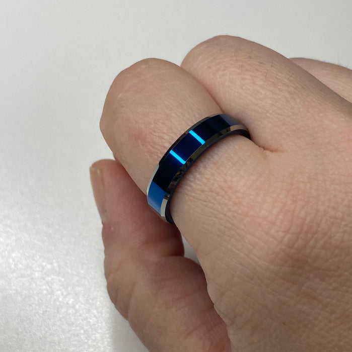 Metallic Blue Tungsten Band | Men's Rings Size 8 9 10 11 12 | Light Years