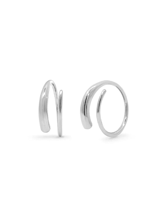 Minimalist Wrap Pull Through Earrings | Sterling Silver Hoops | Light Years
