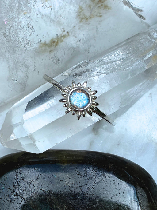 Labradorite Flower Ring | Sterling Silver Size 5 6 7 8 9 10 | Light Years