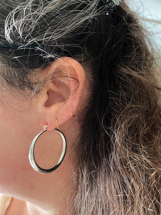 Silver Plated Maria Hoops by Amano Studio | Steel Pincatch Earrings | Light Years