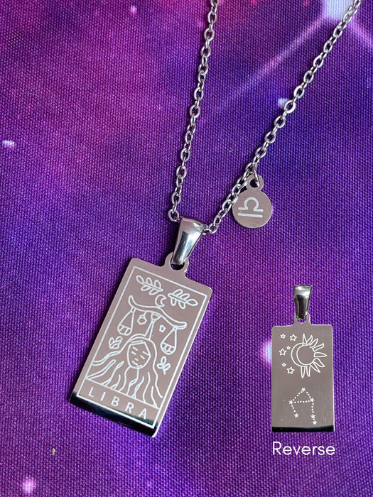 Zodiac Tarot & Constellation Necklace | Libra | Stainless Steel Pendant Chain | Light Years