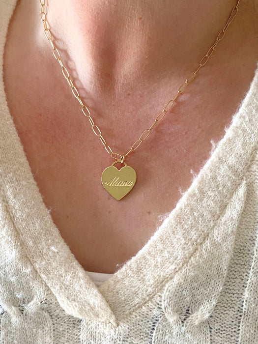 "Mama" Heart Necklace | Gold Plated Linked Chain Pendant | Light Years