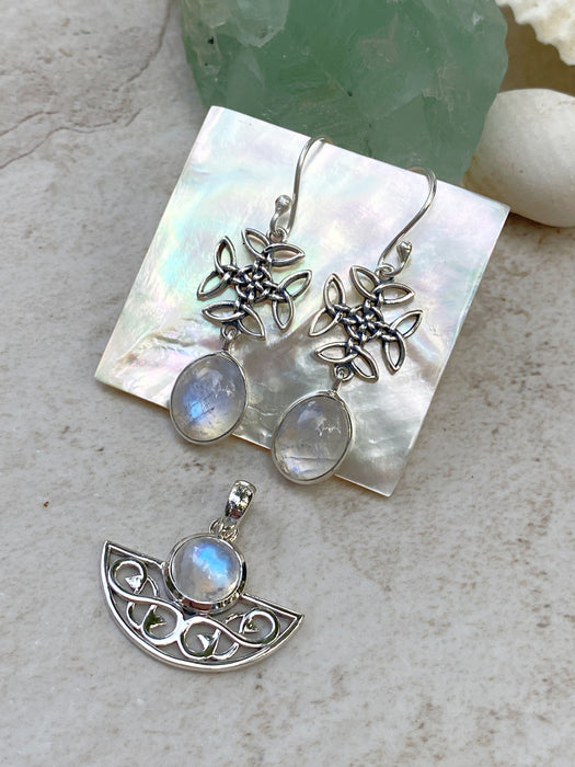 Celtic Moonstone Swirl Pendant