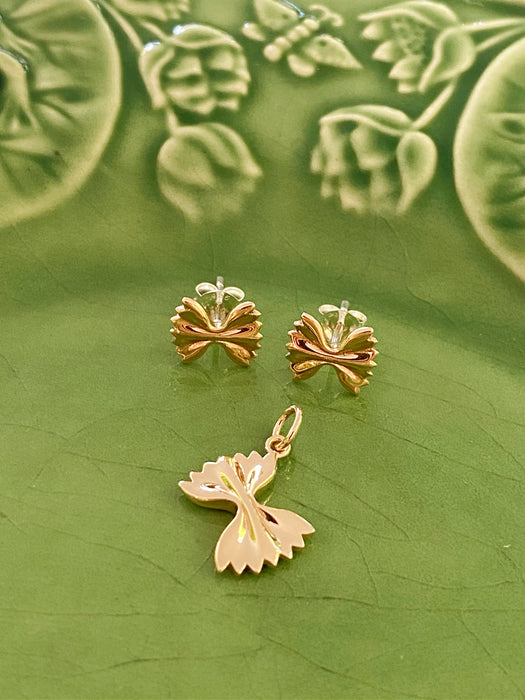 Bronze Bowtie Pasta Pendant | Golden Necklace Charms | Light Years Jewelry