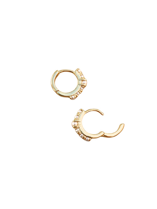 Stacked Pearl Huggie Hoops
