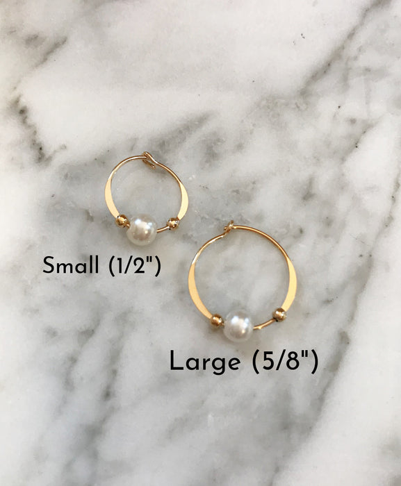 14k Gold Filled Pearl Hoops | Handmade Earrings | Light Years Jewelry