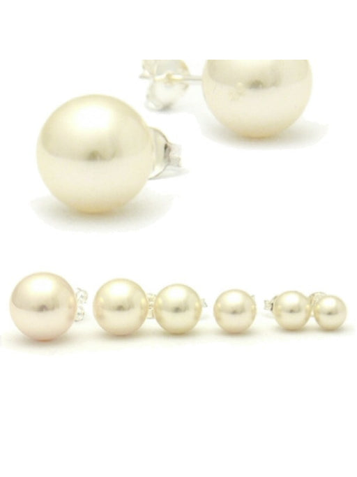 Classic Pearl Post Earrings | Sterling Silver Stud Earrings