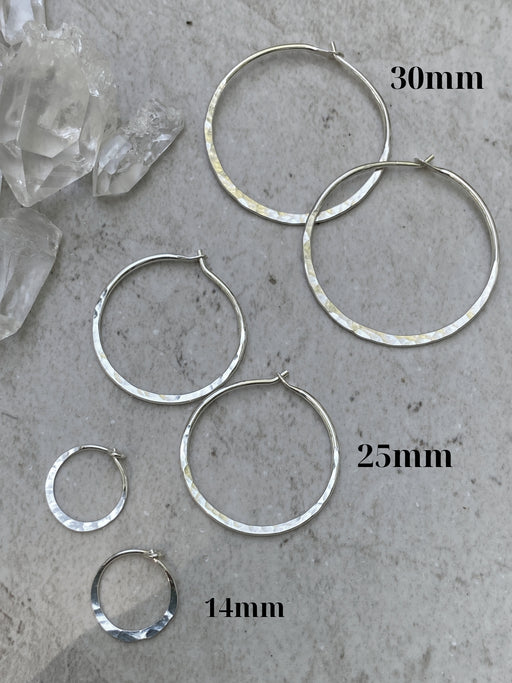 Handmade Hammered Hoops | Sterling Silver Earrings | Light Years Jewelry