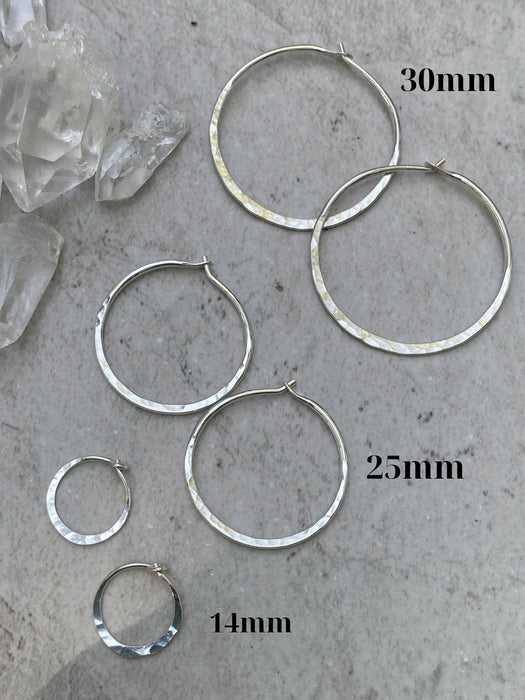 Handmade Hammered Hoops | Sterling Silver Earrings | Light Years Jewelry