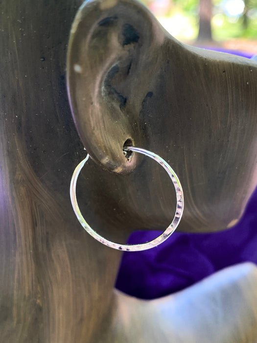 Sterling Silver Hammered Hoops