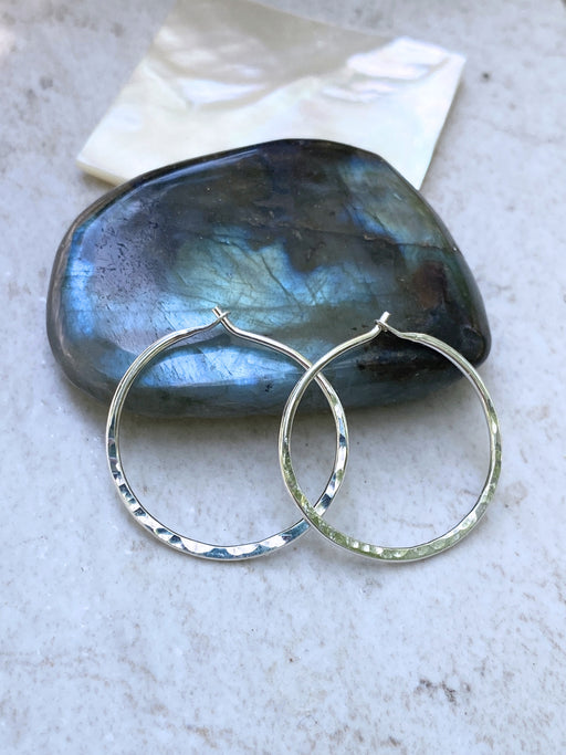 Handmade Hammered Hoops | Sterling Silver Earrings | Light Years Jewelry