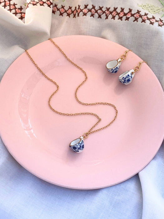 Ceramic Teacup Dangles | Gold Fashion Earrings | Light Years Jewelry