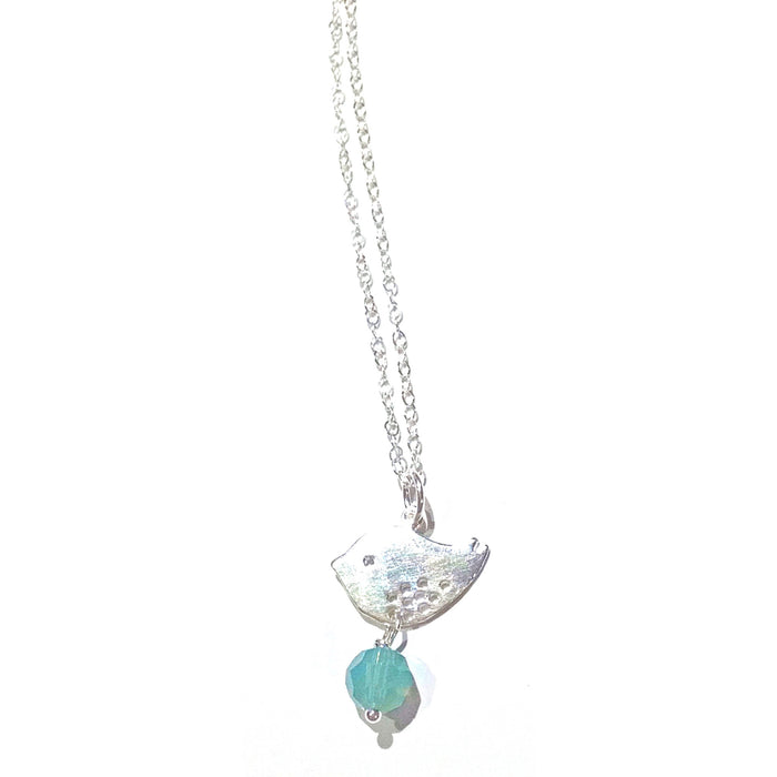 Spotted Bird Pacific Blue Crystal Necklace | Sterling Silver | Light Years