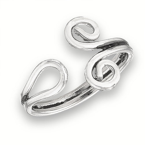 Sterling Silver Long Spiral Coil Toe Ring - Abhika Jewels