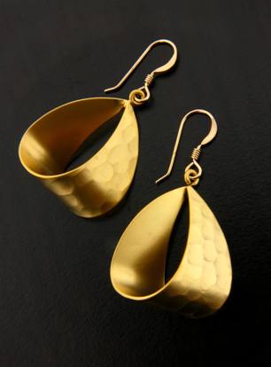 Matte Gold Ribbon Earrings | Hammered Gold Filled Dangles | Light Years