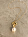 White Pearl & Orchid Pendant Necklace | 14kt Gold Filled Chain | Light Years