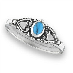 Turquoise and Hearts Ring | Sterling Silver | Light Years Jewelry