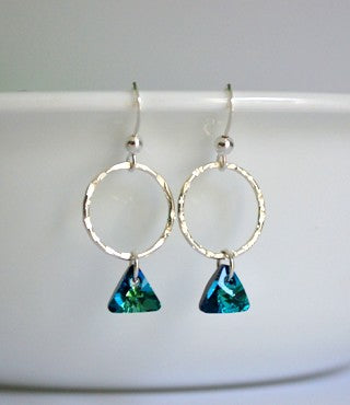 Bermuda Blue Crystal Dangles | Sterling Silver Earrings | Light Years