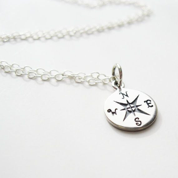 Compass Necklace | Sterling Silver Chain Pendant | Light Years Jewelry