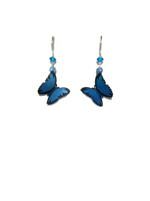 Blue Butterfly Dangles | Sterling Silver Earrings | Light Years Jewelry