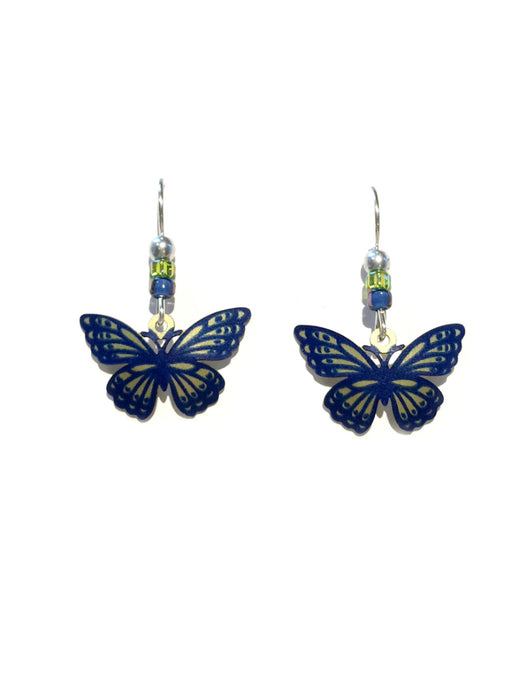 Green & Blue Butterfly Earrings | Sterling Silver Dangles | Light Years