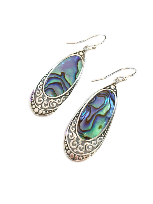 Abalone Swirl Earrings | Sterling Silver Handmade Dangles | Light Years