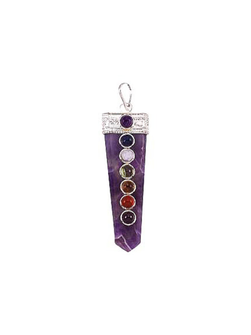Amethyst Point Chakra Pendant | Silver Plated Stone Charm | Light Years(crown);