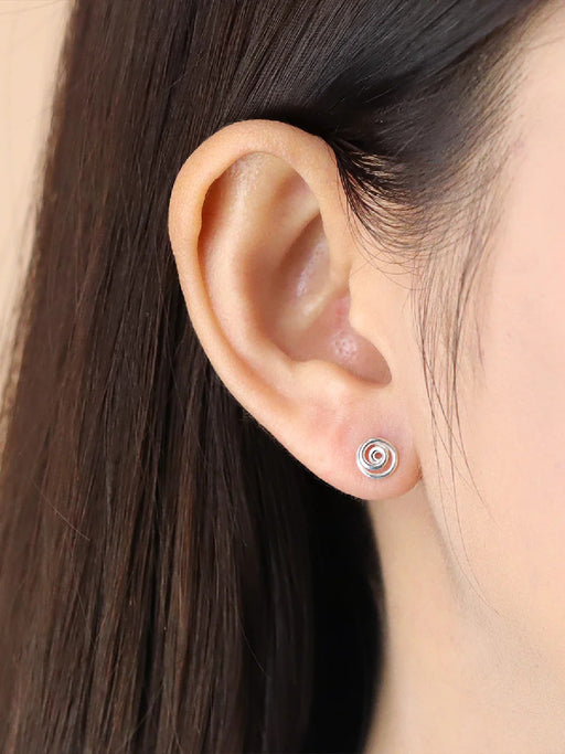 3D Spiral Post Earrings | Sterling Silver Studs | Light Years Jewelry