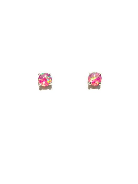 Prong Set Pink Opal Posts | Sterling Silver Studs Earrings | Light Years