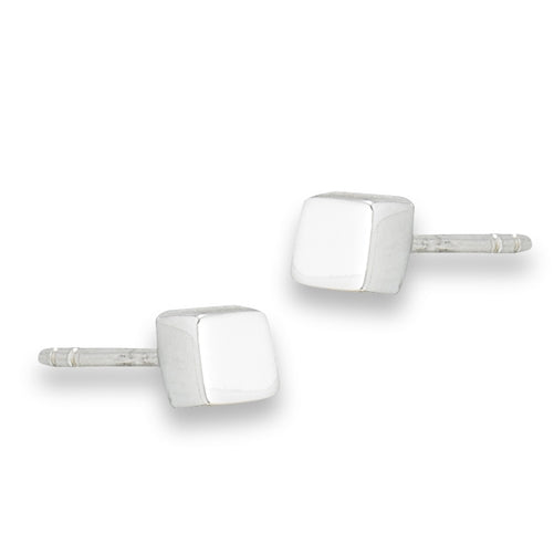 Polished Cube Stud Earrings | Sterling Silver Posts | Light Years
