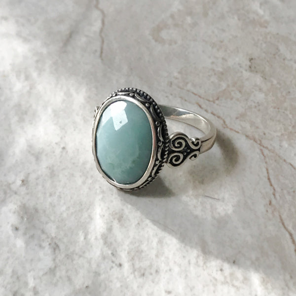 Faceted Amazonite Ring | Sterling Silver Size 6 7 8 9 | Light Years