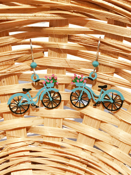 Flower Basket Bicycle Dangles by Sienna Sky | Sterling Silver Earrings | Light Years