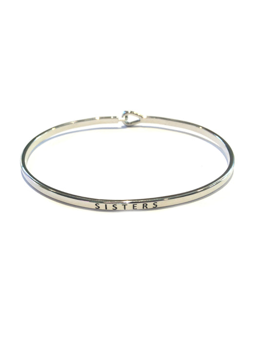 "Sisters" Stamped Bracelet | Silver, Gold Plated | Light Years Jewelry